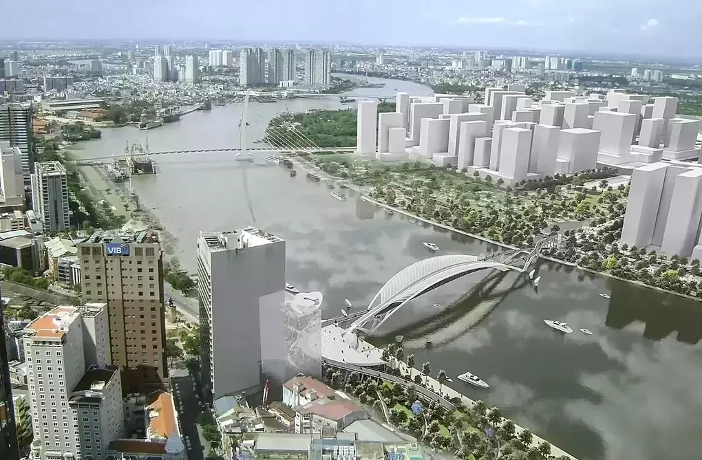 步行桥完工后的效果图。