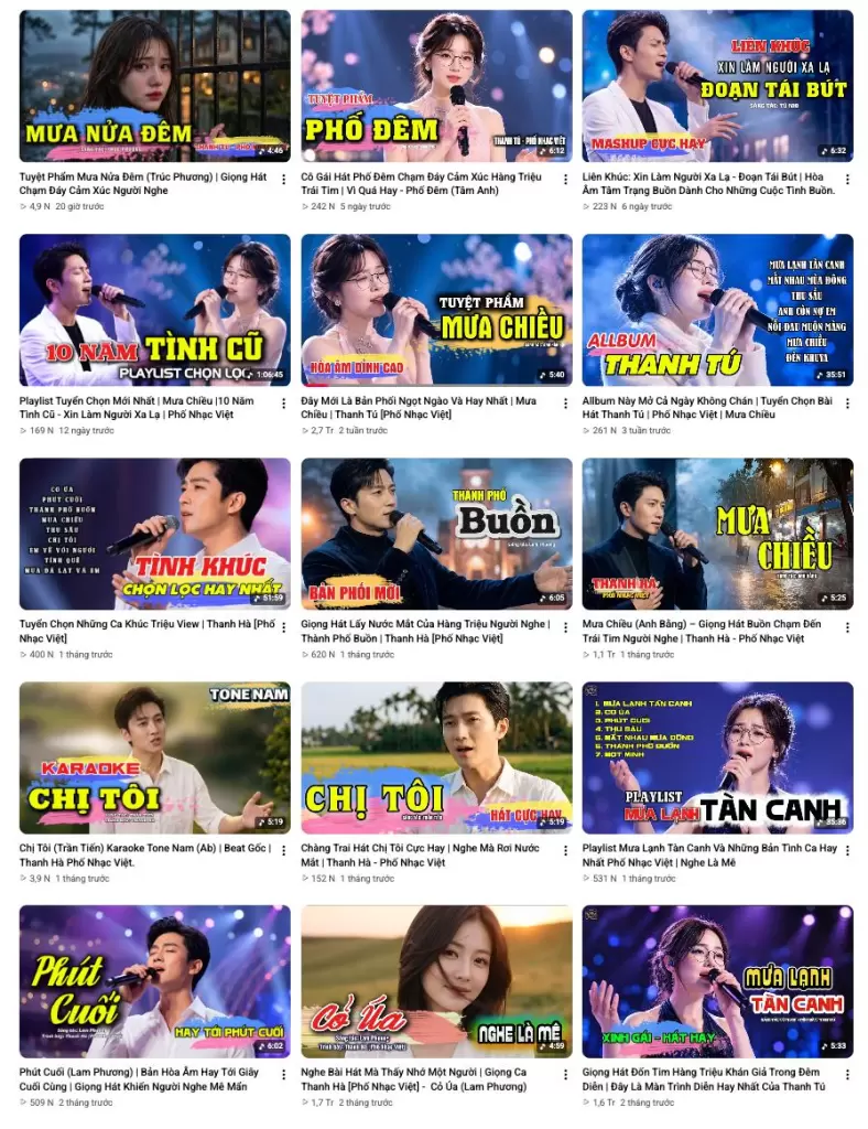 越南YouTube热门榜前30中11席为AI合成歌声作品 · 报道配图