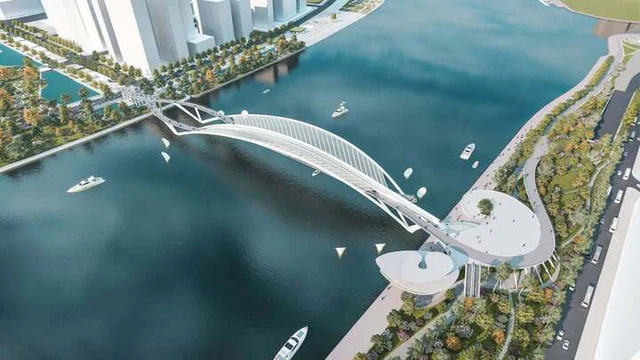 胡志明市西贡河步行桥主跨3,400吨钢构件启运 · 报道配图