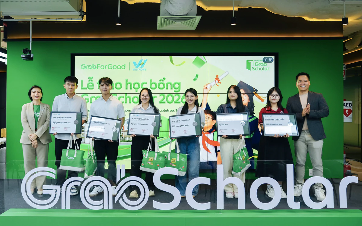 Grab越南颁发2026年度奖学金 6人获全额资助300人获学习补助