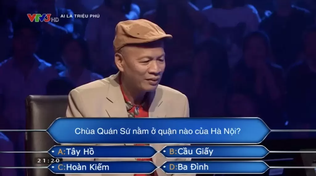 越南節目選手首題求助觀眾 答對館使寺所在郡 · 報道配圖