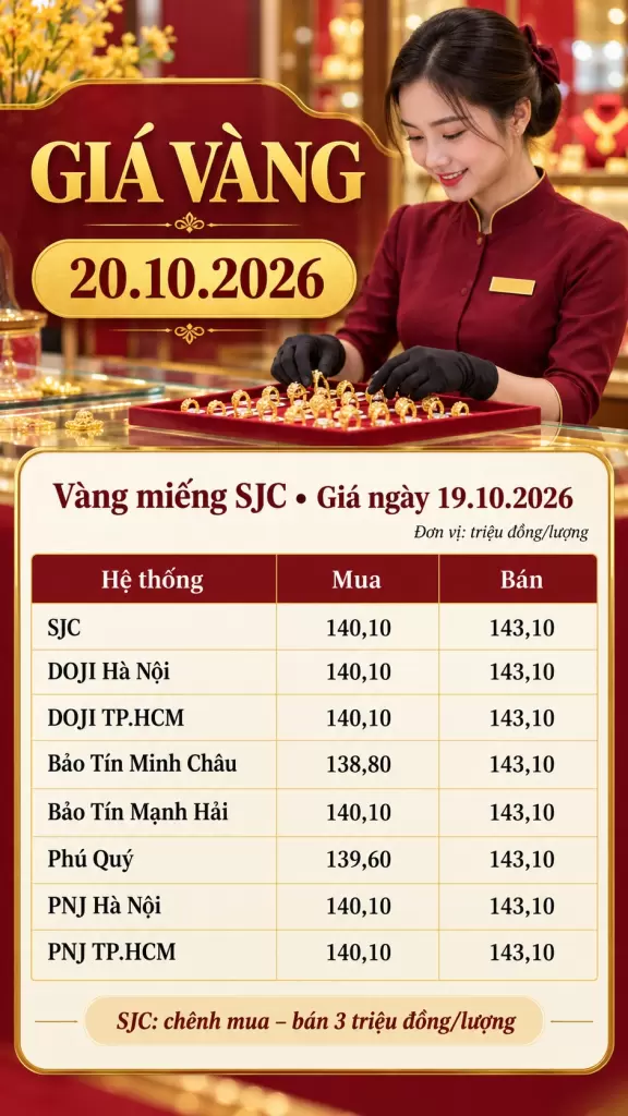 越南SJC金條賣價降至每兩1.431億越盾，國際金價同步走低 · 報道配圖