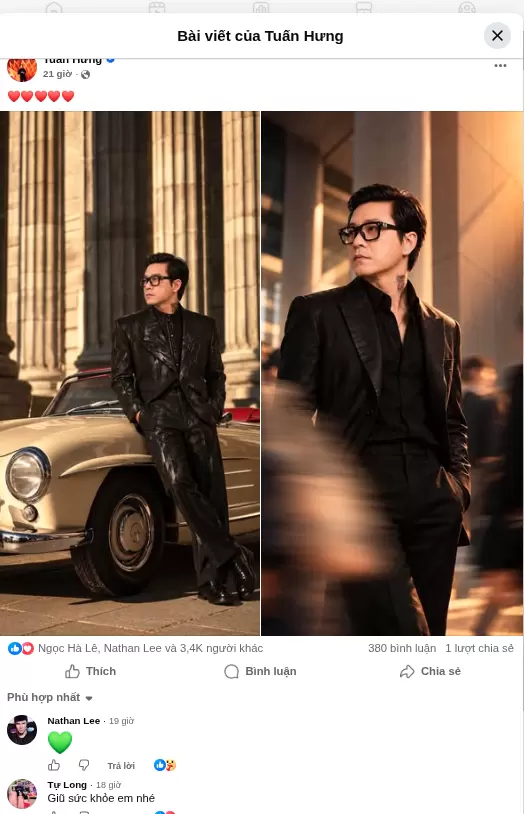 Tuấn Hưng赴美一个多月后更新动态，Tự Long留言问候 · 报道配图