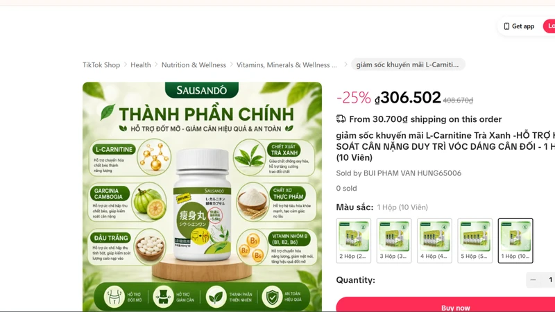 越南衛生部指Sausando減肥膠囊批文編號不存在，要求核查Shopee銷售 · 報道配圖