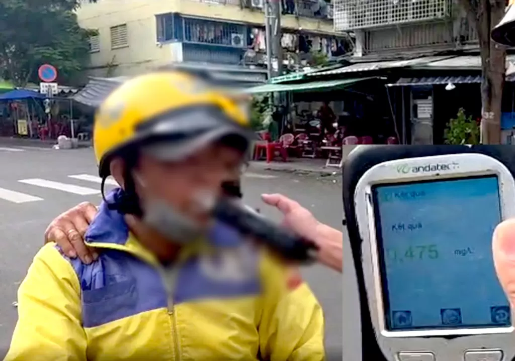 胡志明市交警发现多名网约摩托车司机饮酒后载客