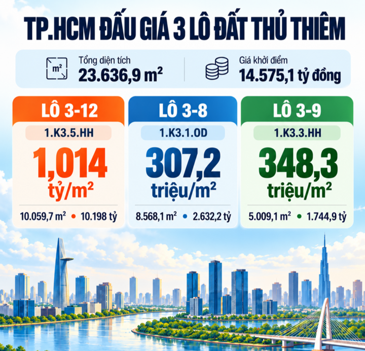 胡志明市重新拍卖守添三幅地块 最高起拍价每平方米超10亿越南盾 · 报道配图