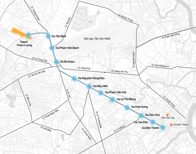 胡志明市關閉新山一機場附近交叉口以施工地鐵站