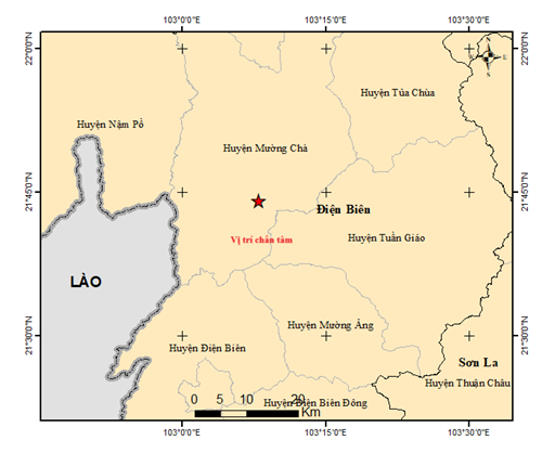 奠边又发生4级地震