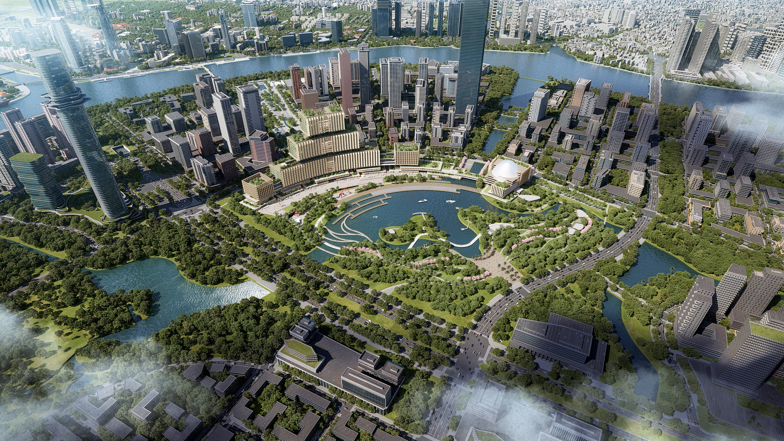 胡志明市行政中心全景及重點工程於4月29日上午開工