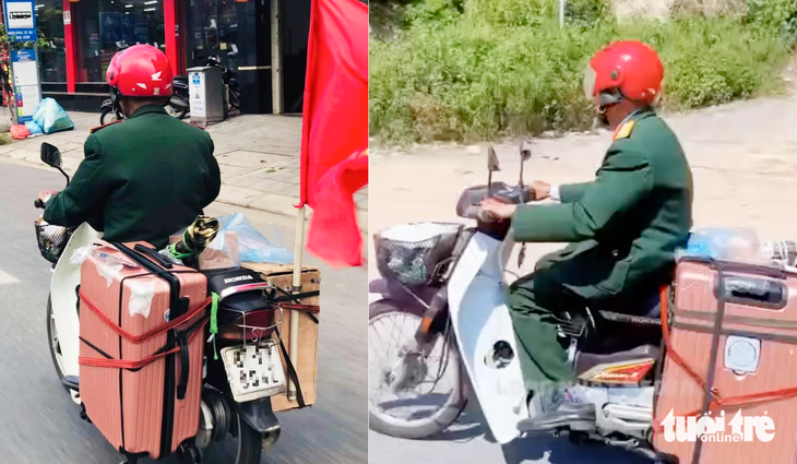 76岁老兵骑摩托车1300公里回家后含泪登车