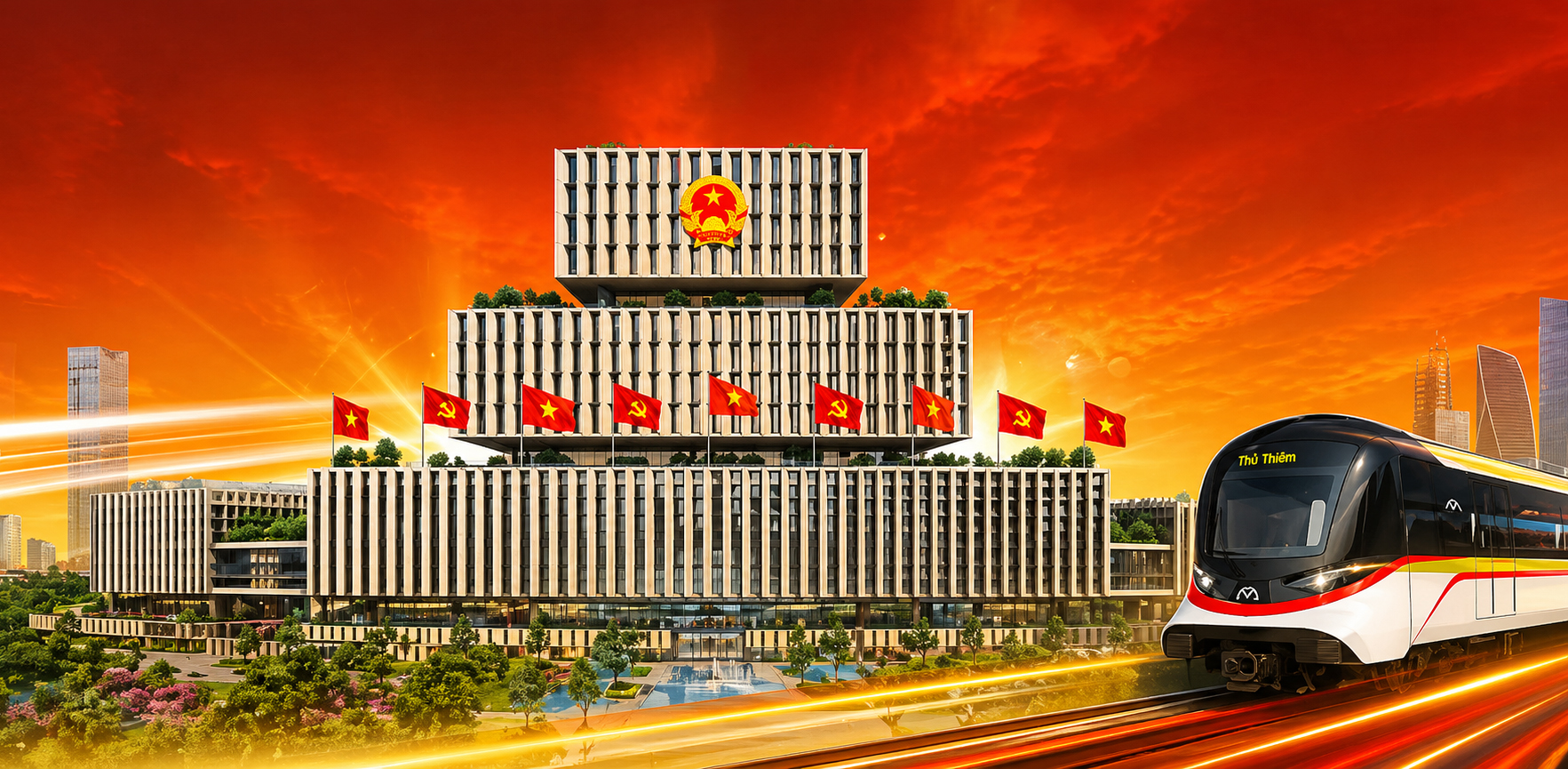 胡志明市行政中心全景及重點工程於4月29日上午開工
