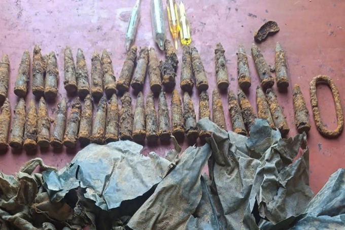 發現烈士遺骸及45發子彈