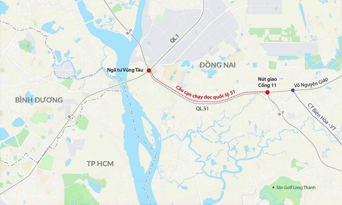 同奈省建設高架路緩解51號國道擁堵