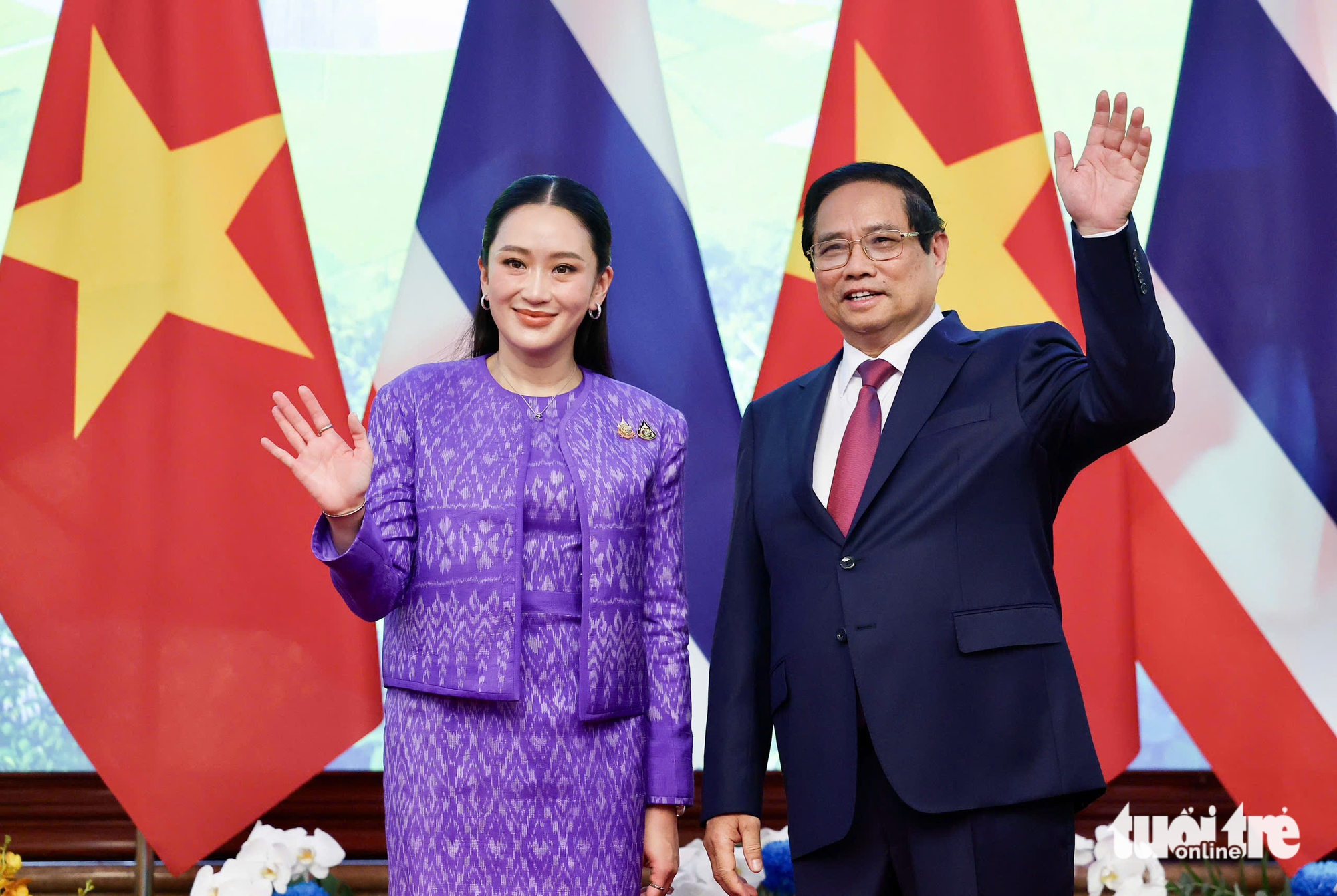 泰国总理Paetongtarn Shinawatra访问越南的欢迎仪式