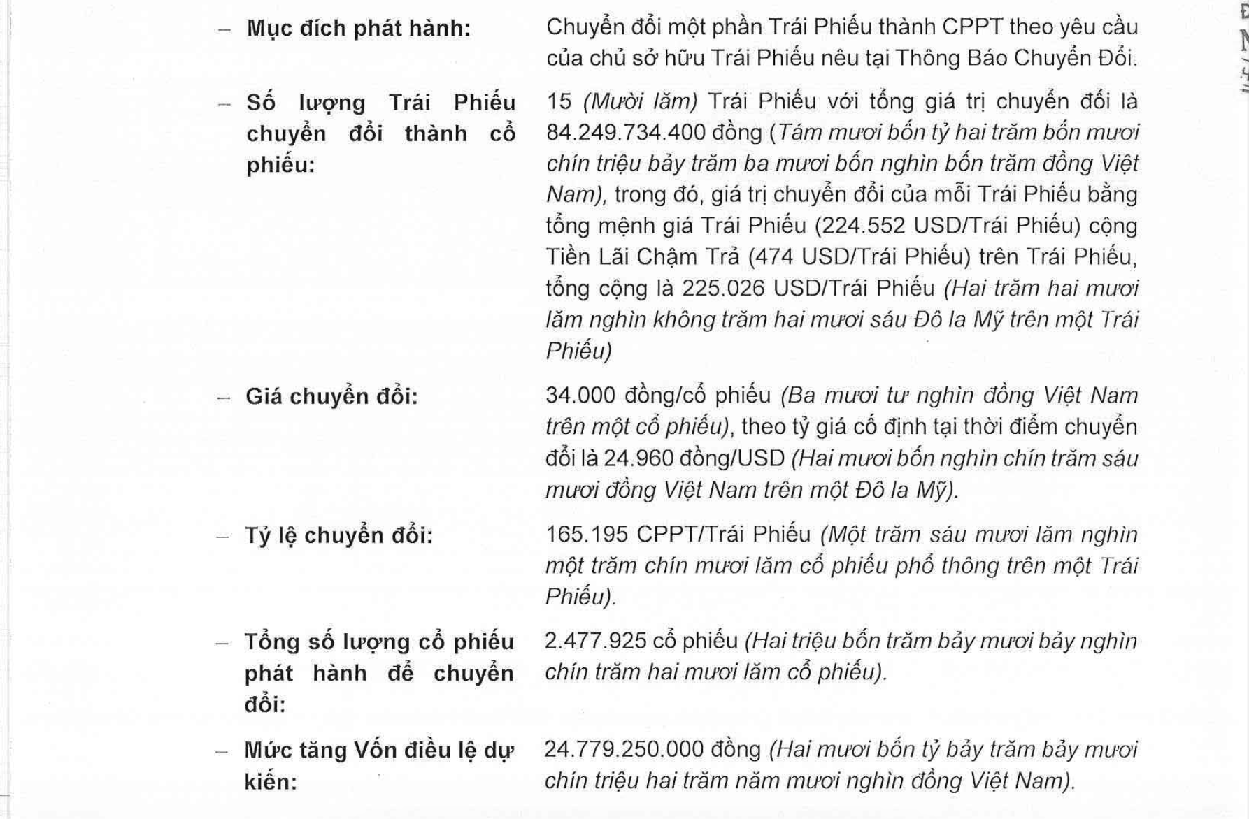 Novaland向外国债权人发行超过240万股债券转股股票